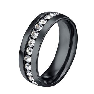 Women’s 8MM Stainless Steel Band Eternity Ring